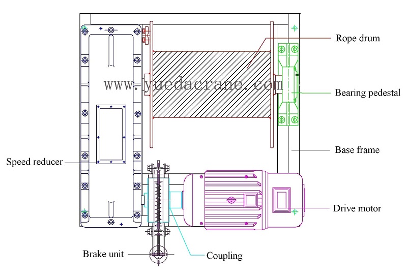 Simple drawing of electric winch