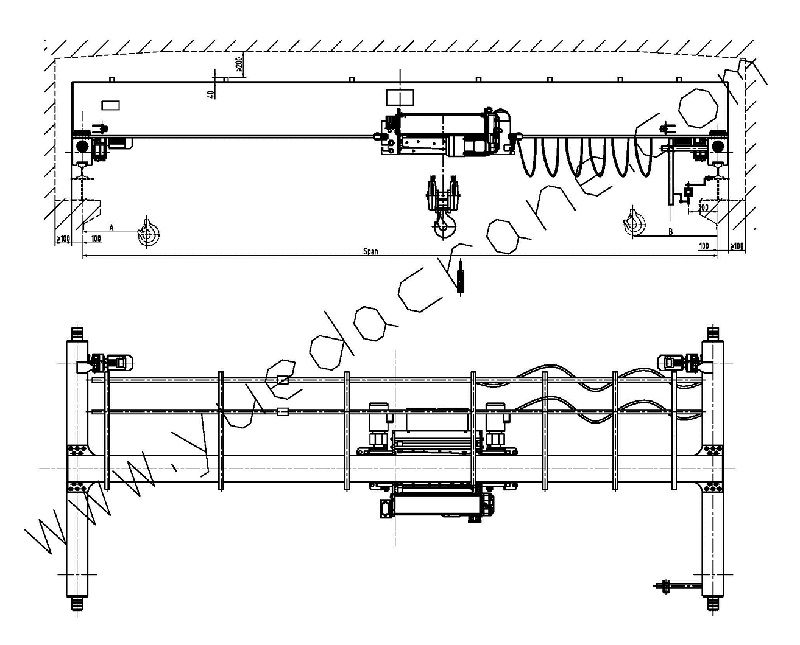 low headroom single girder bridge crane